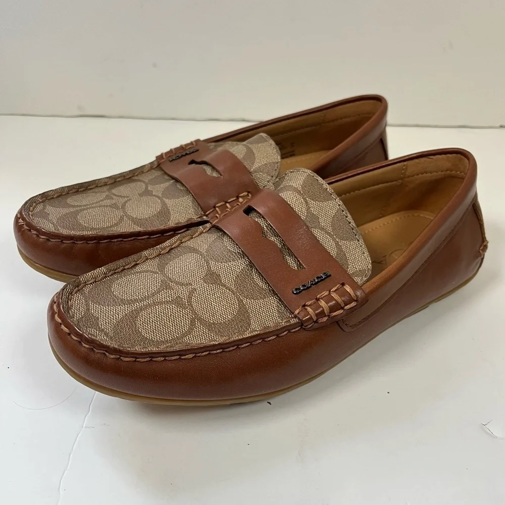 Coach Men's Brown Signature Driver Loafer Shoes 7D